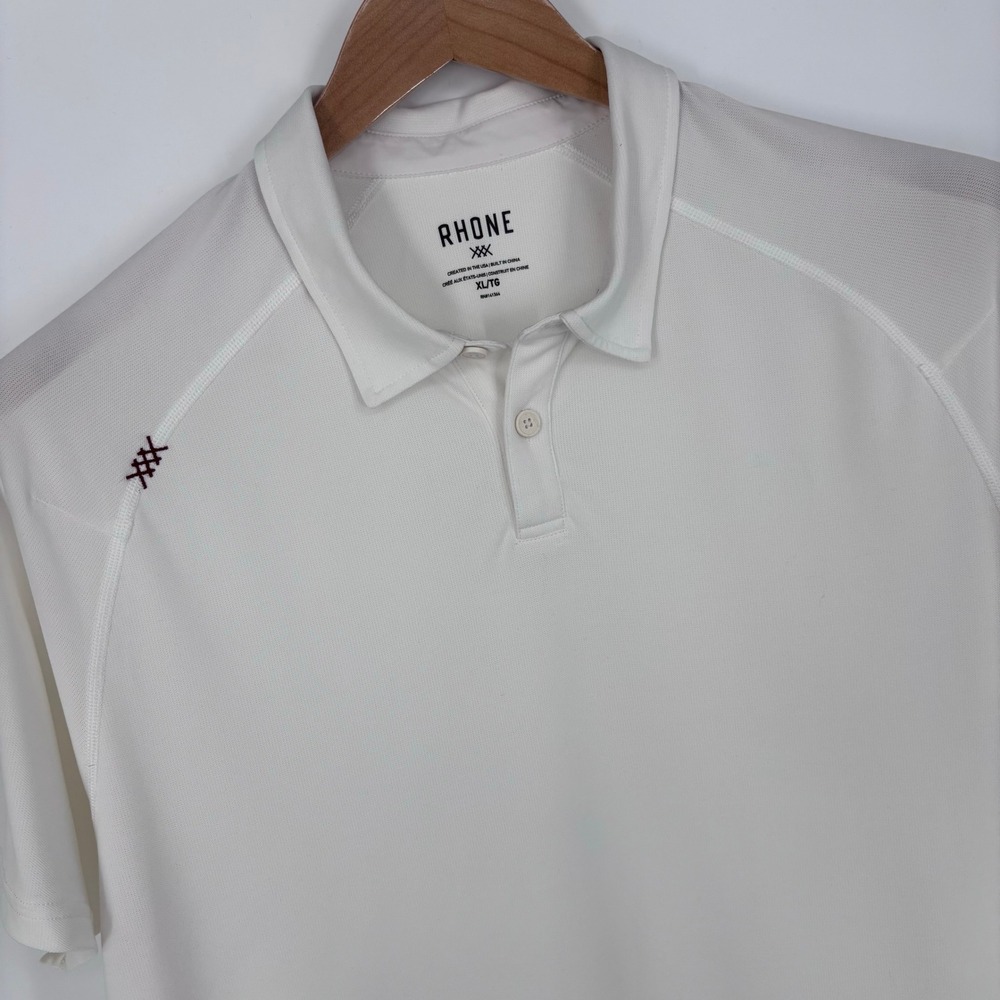 Rhone Delta Pique Polo Shirt Mens XL White Performance Short Sleeve Golf